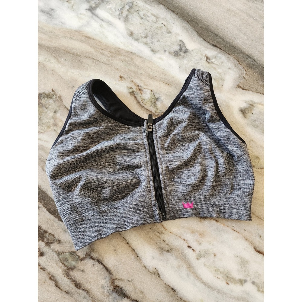 Shefit Luxe Front Zip Sports Bra Heather Gray High Impact XS